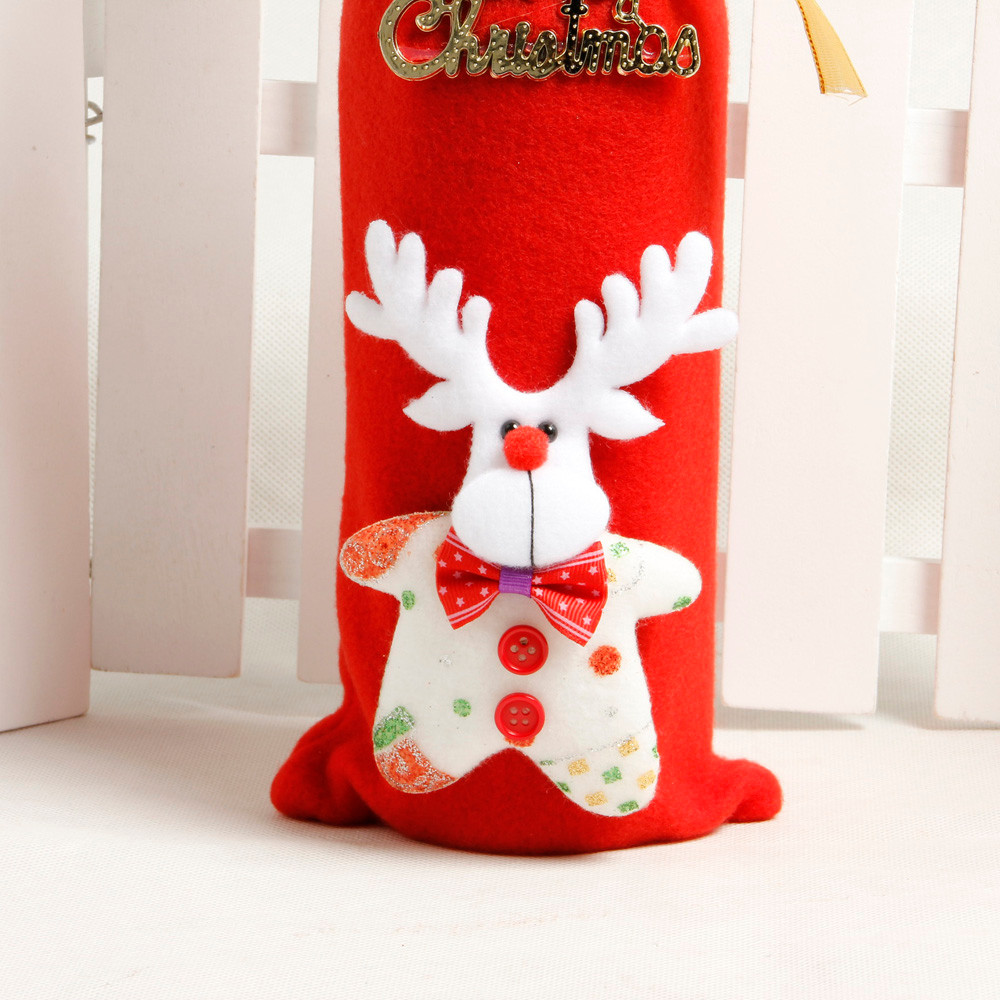 

Red Wine Bottle Cover Bags Decoration Home Party Santa Claus Christmas Package New#25