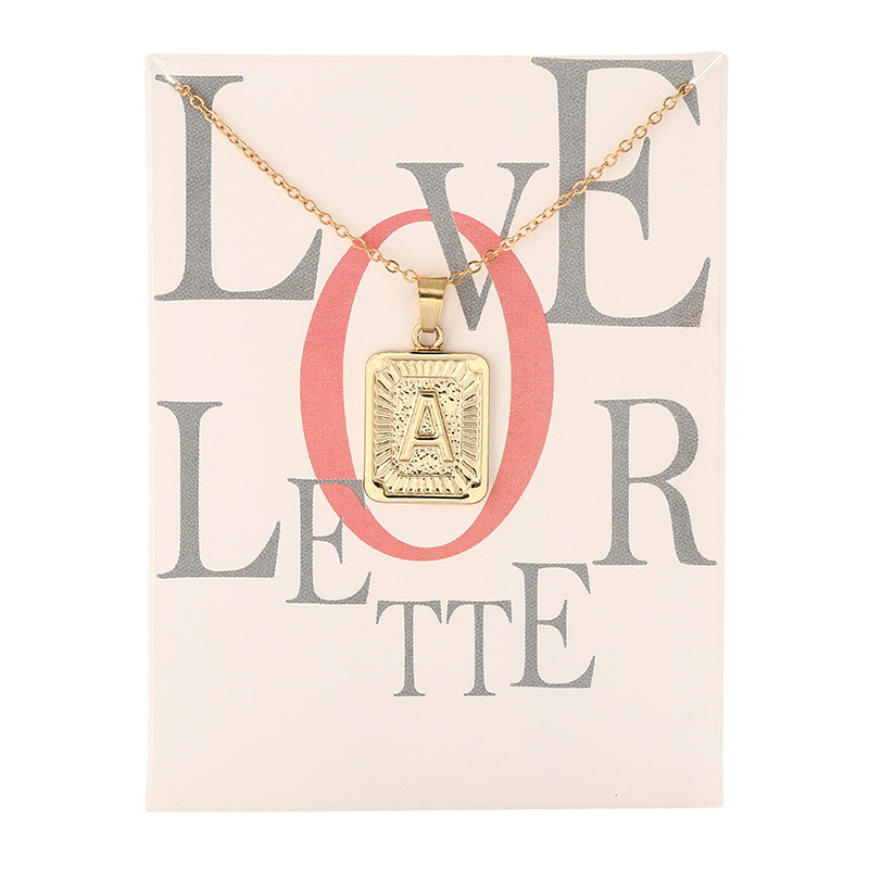 

26 Personalized initial letter Necklace with card women Alphabet dog tag Pendant Gold chain For Ladies s Fashion Jewelry Gift