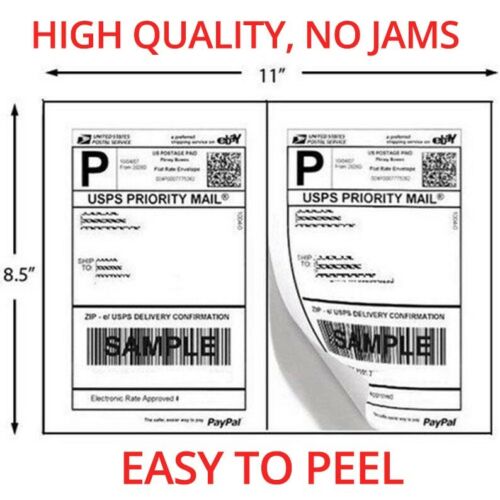 

2000 SHIPPING LABELS HALF SHEETS 2 PER SHEET 8.5 X 11 SELF ADHESIVE