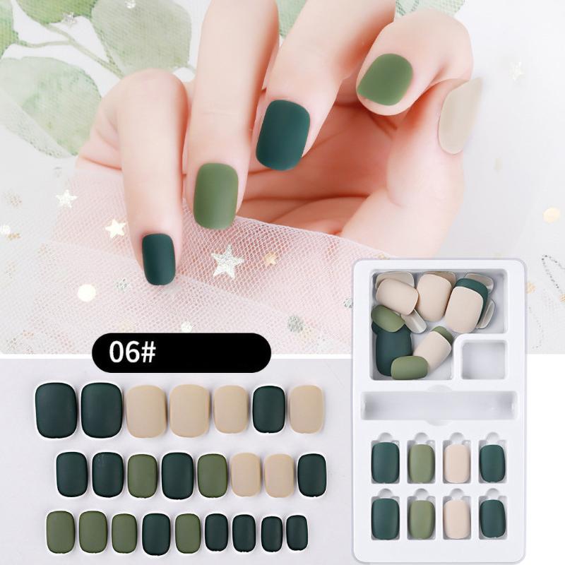 

24PCS Fake Nails Set Reusable Stick On Nails Press on Full Cover False Nail Tips Artificial decoration For Wedding Gifts, 01