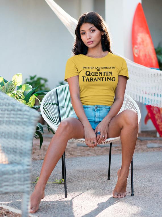 

OKOUFEN New Fashion Quentin Tarantino T-shirt Casual Short Sleeve Women Top Tee Letter Print Female Femme T Shirt Drop Ship, Marble t black words