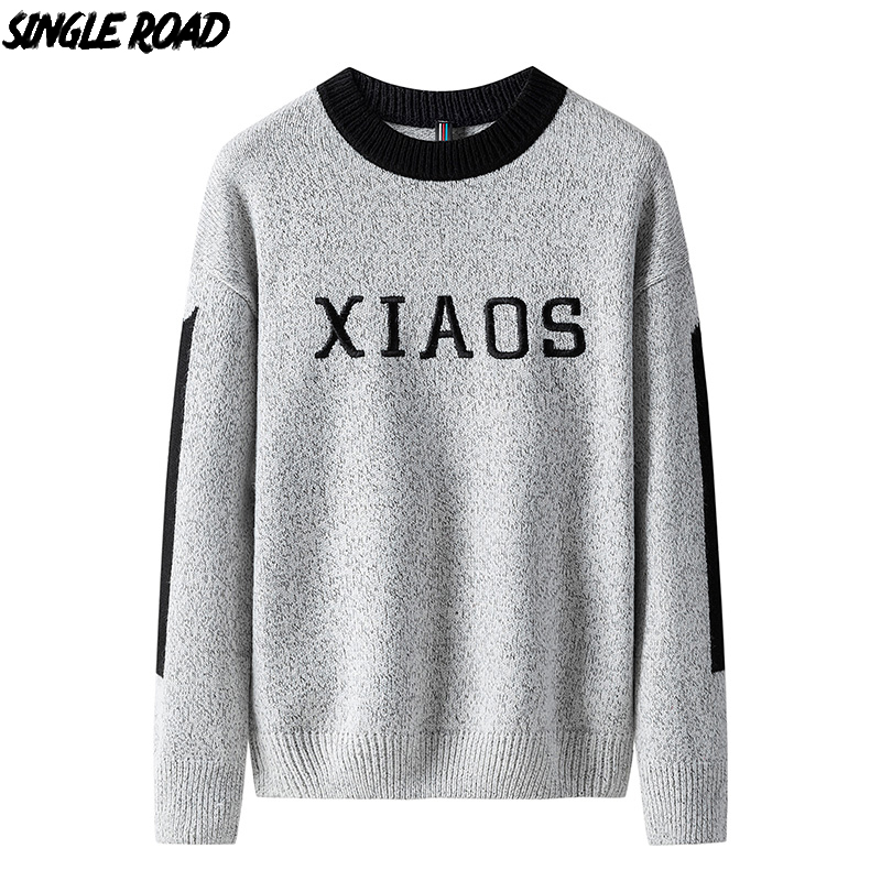 

SingleRoad Thick Sweater Men 2019 Winter Wool Clothes Knitted Pullover Cashmere Sweaters Male Loose Fashion Jumper High Quality, Claret sweater