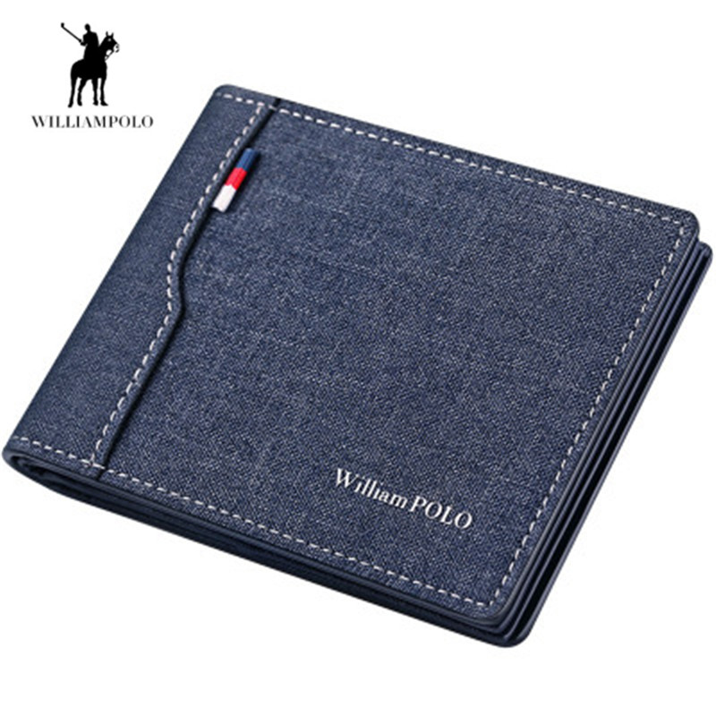 

WILLIAMPOLO Men's Wallets Small wallet Men Denim purse Holder coin purse Leisure Driver License wallet card holder, Black