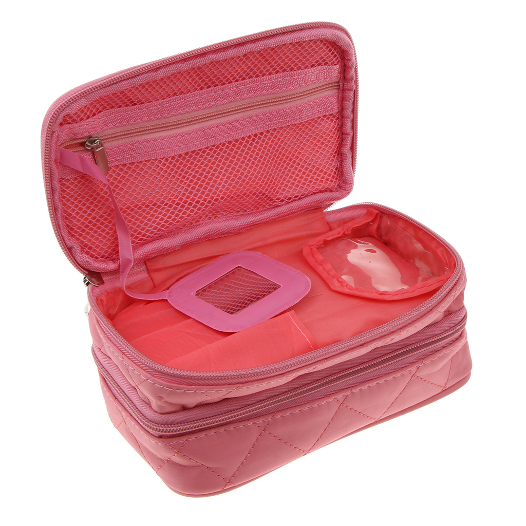 

cosmetic bag organizer 2 layers make up case travel toiletry vanity bag