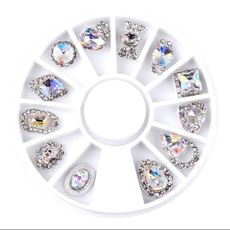 

New 12pcs/set Charm Alloy Pearl Diamonds 3D Nail Art Decorations Shiny Crystal Jewelry Designs Manicure DIY Accessory