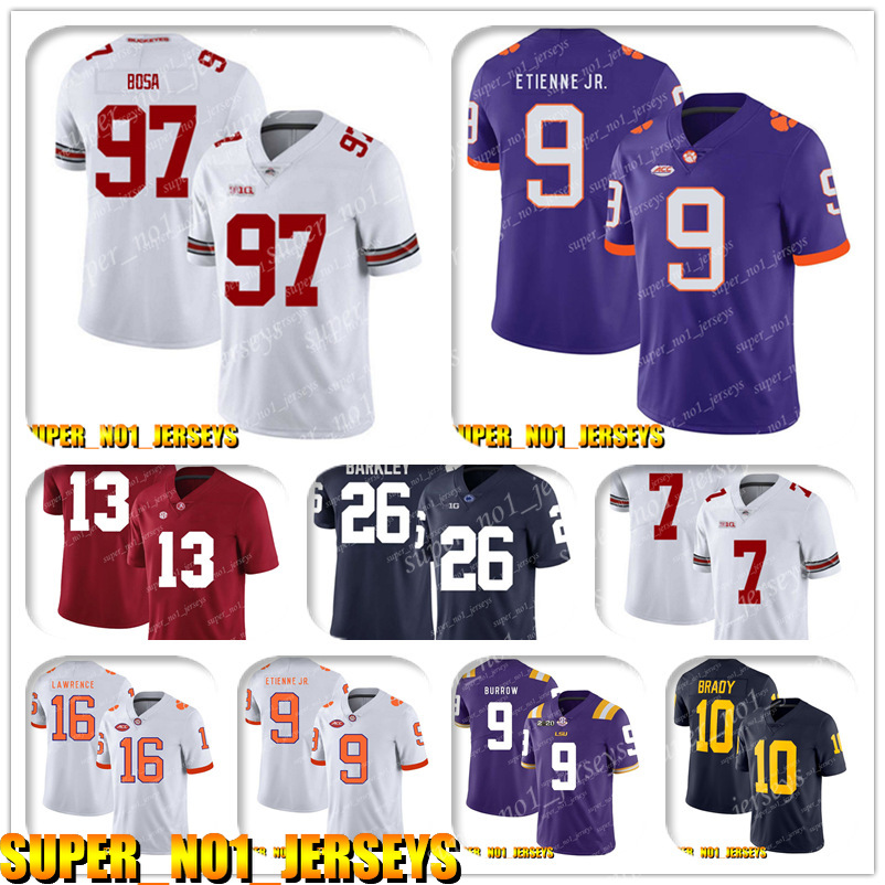 

5-24 NCAA 97 Nick Bosa 9 Travis Etienne Jr. Clemson Tigers College Football Jersey Sam Darnold Le'Veon Bell Jamal Adams C.J. Mosley