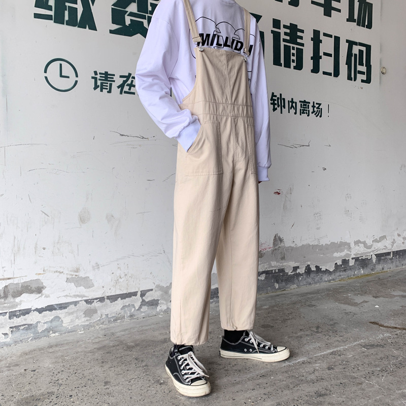 

Mens Bib Overalls Jumpsuits Moto Biker Pants Trousers Male Casual Long Pants Clothing Men' Men' suspender trousers, Black