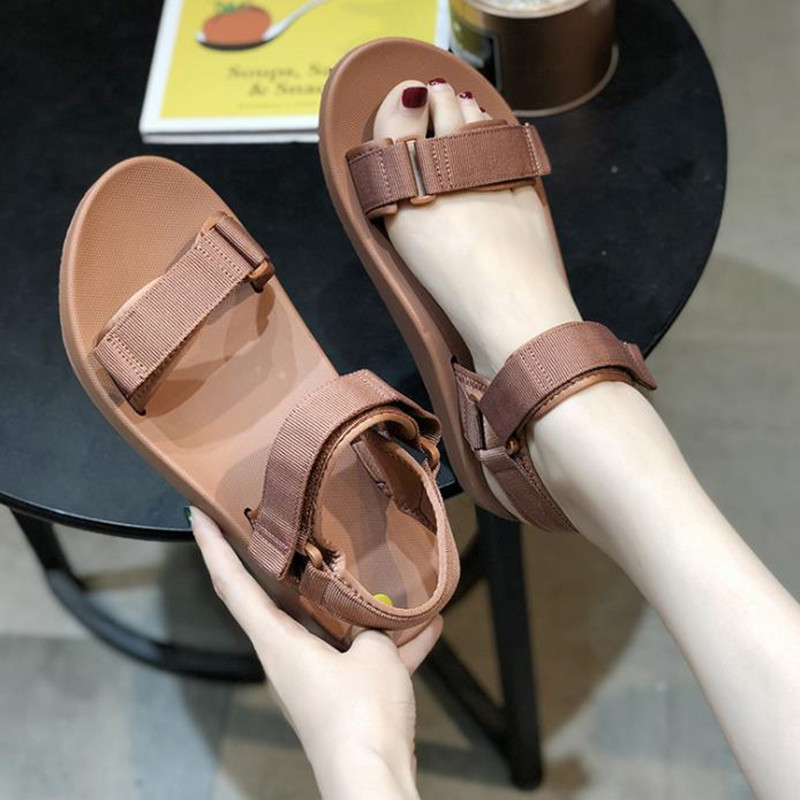 

COSMAGIC 2020 New Summer Women Sandals Beach Black Brown Hook Loop Weightlight Outside Platform Sandalias Shoe