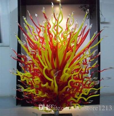 

Glass Standing Floor Lamp Red and Yellow Lamps for Hotel Home Garden Decoration Hand Blown Murano Sculptures