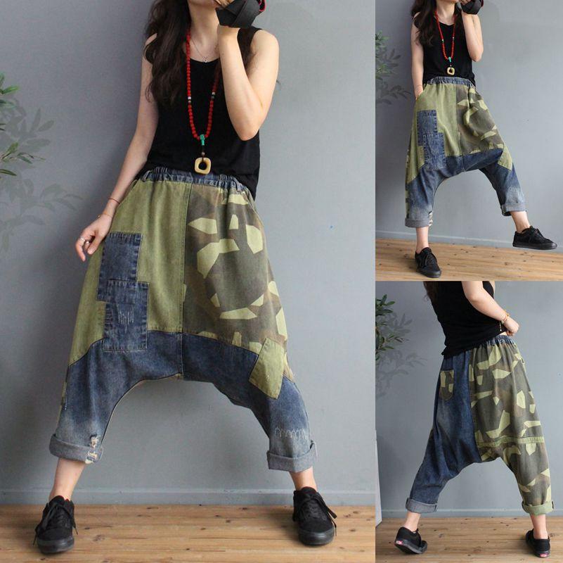 

Baggy Low Crotch pants Extra Loose Fluid Drop Crotch cowboy pants Japanese style lantern jeans Women hip hop Harem Trousers, Hit denim blue