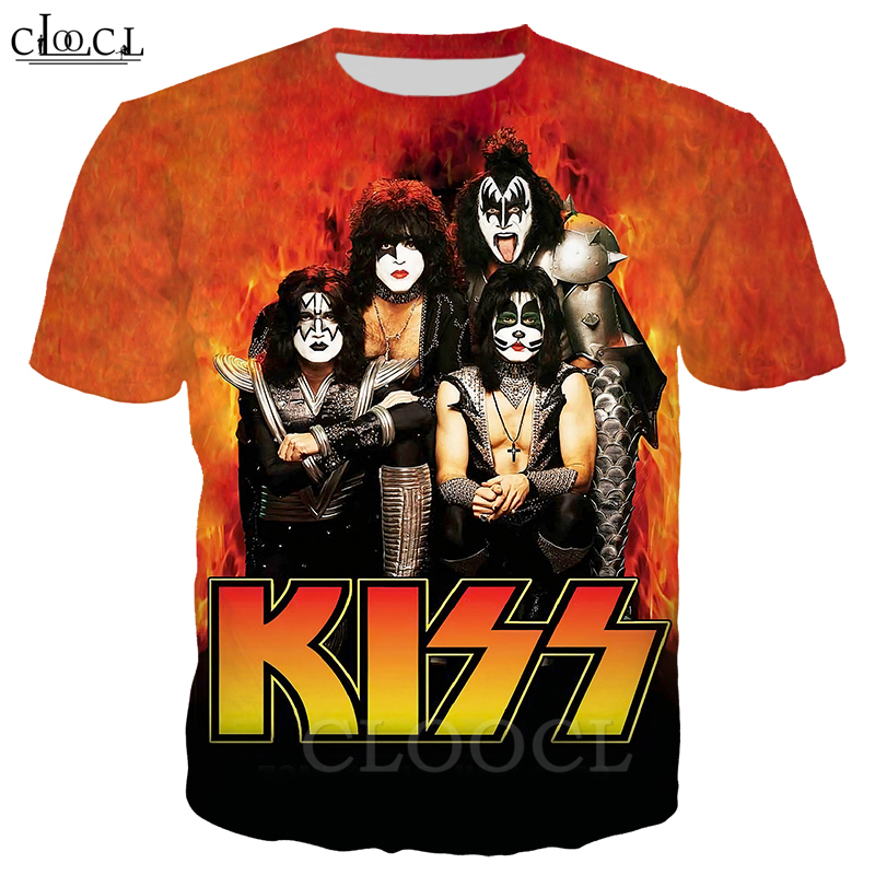 

2020 New Style Heavy Metal Rock KISS Band T-shirt Women Men 3D Print Short Sleeve Plus Size Tops Casual Couples Streetwear, T shirt 1