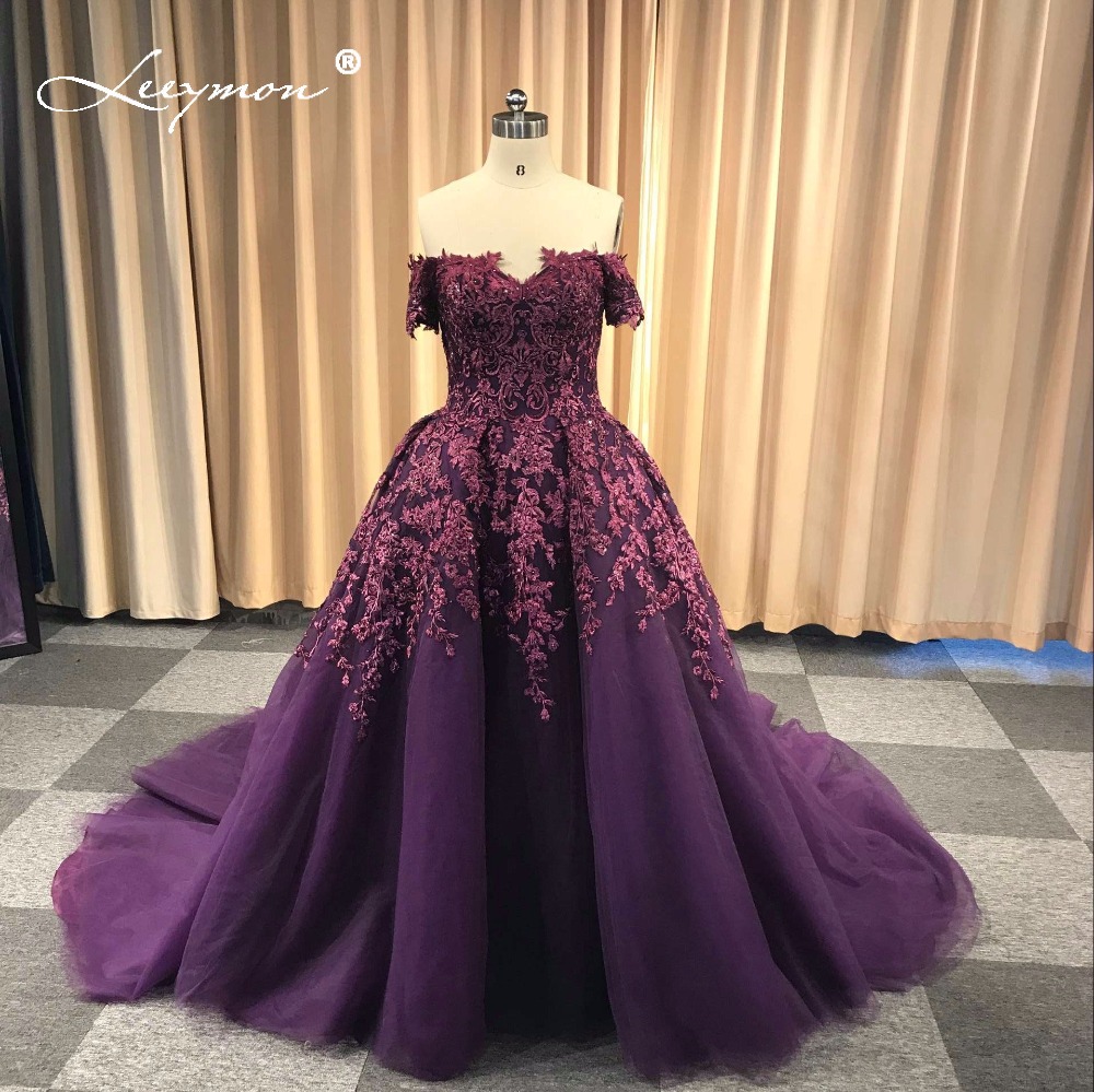 off shoulder midnight tulle prom dress