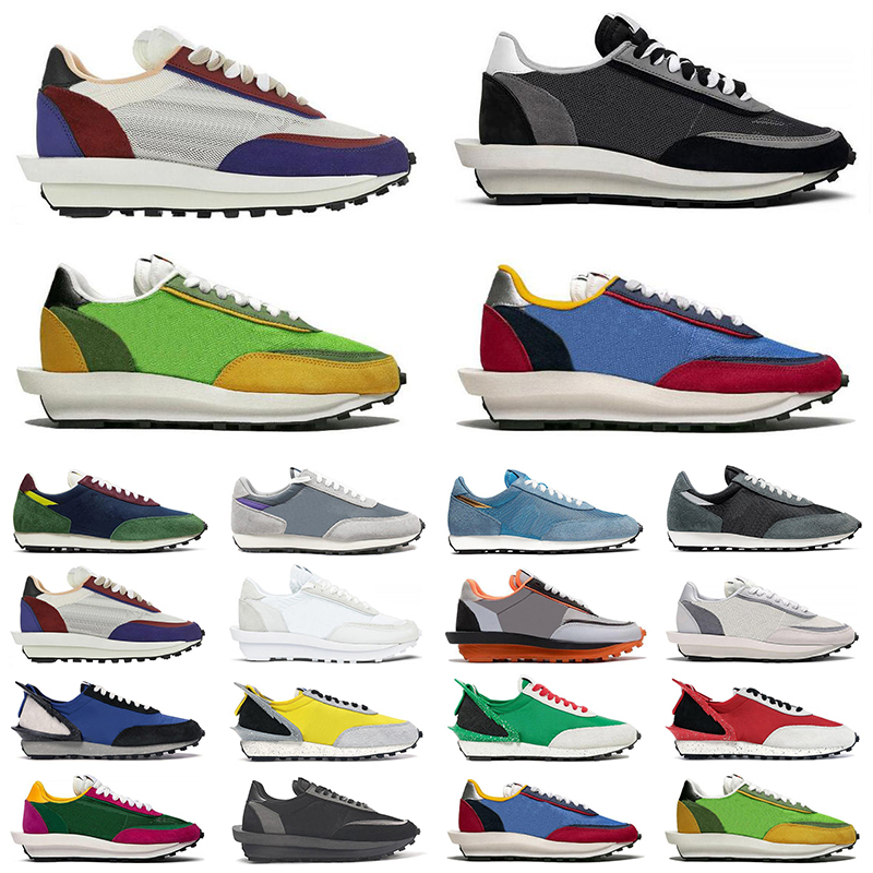 

Waffle Casual Shoes Daybreak Mens Trainers Summit White Nylon men women outdoor Sports Sneakers, Black with white symbol