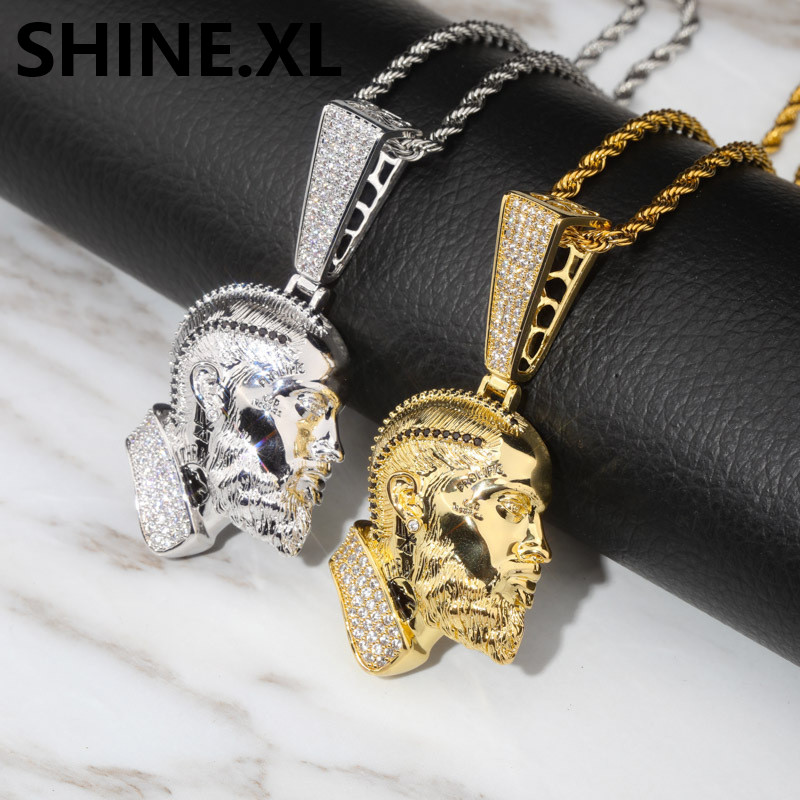 

Nipsey Hussle Men's Skull Pendant Necklace Iced Out Gold Chain Gold Silver Cubic Zirconia Hip hop Rock Jewelry