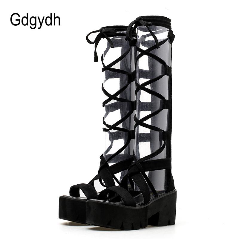 Femmes Romain Plateforme Lacets Haut Bloc heelcalf Bottes Bout Rond Solide Chaussures SZ