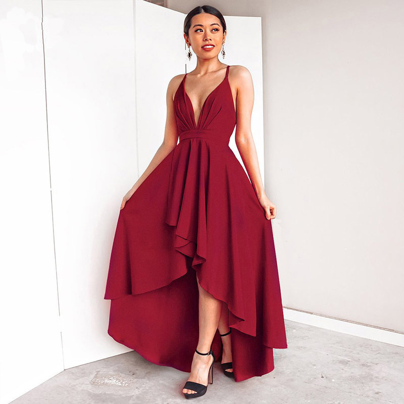 

A-line Bridesmaid Dress V-neck Pleated Elegant Formal long Backless Vestido de Fiesta Robe Soiree
