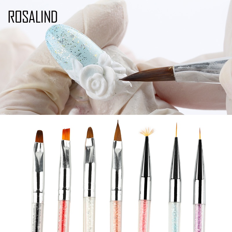 

ROSALIND Nail Art Brush 7 Colors Acrylic Powder Drawing Pen Flower Painting Liner Gel Polish Design Set for Manicure Brushes