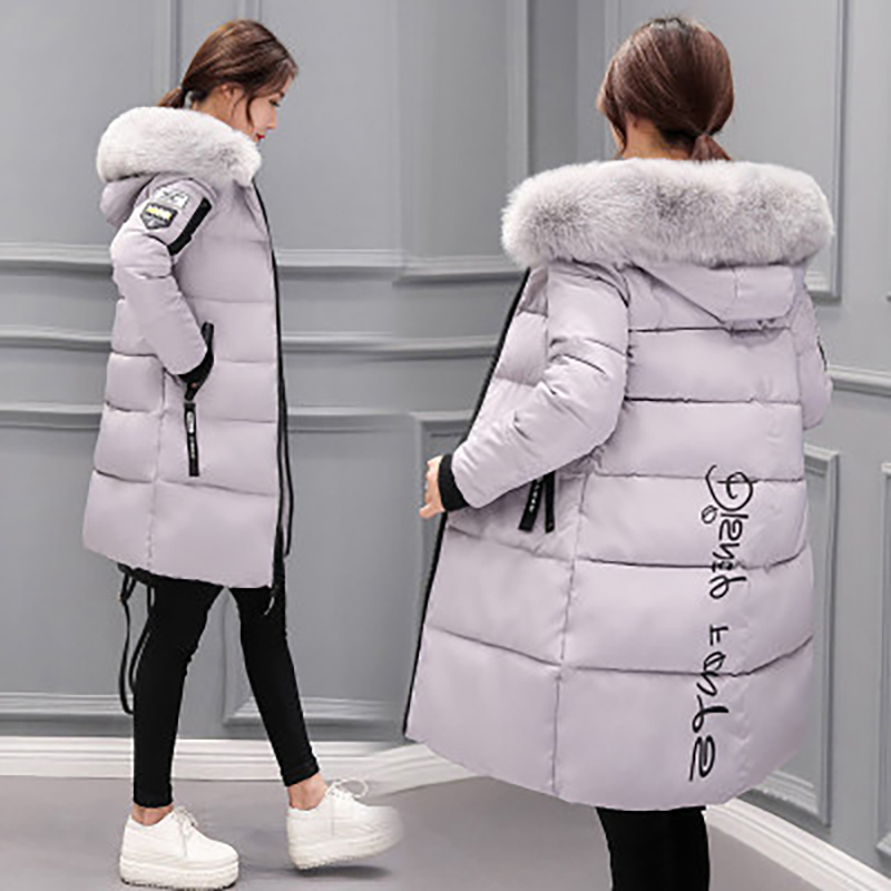

Hot Coat Jacket Hooded Winter Jacket Women parkas 2019 New women's fur collar Outerwear Female plus Size Winter coats 3XL, Gray