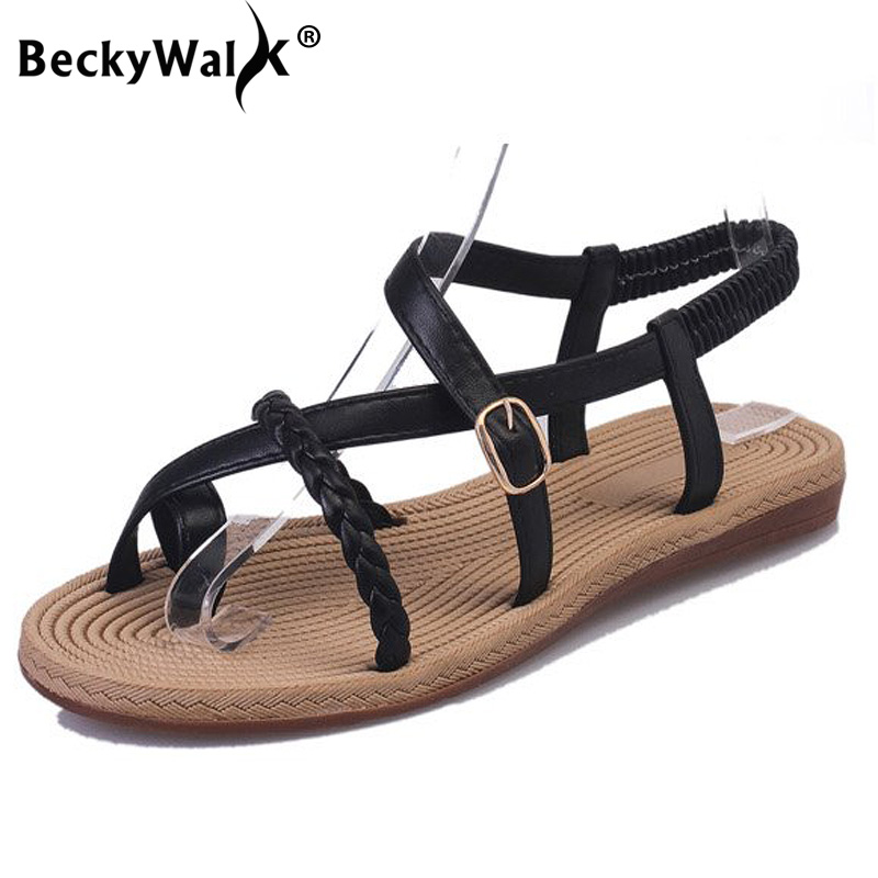 

2020 new Black White Flip Flop Flat Sandals Women Shoes Summer Bandage Gladiator Sandals Concise Ladies Shoes for Beach WSH2814