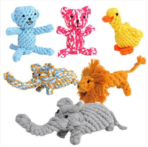 

Sales!!! Wholesales Free shipping Elephant Bear Duck Lion Monkey Shape Cotton Knot Pet Dog Chew Toy