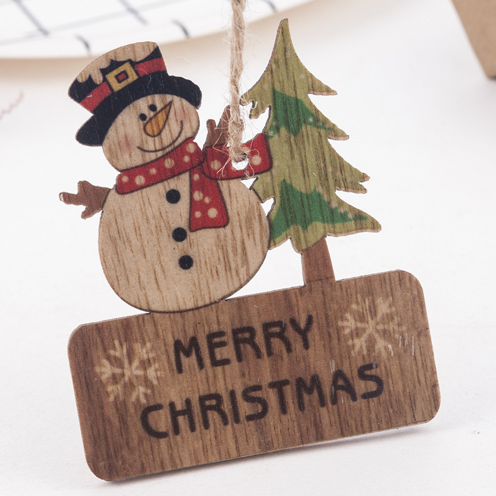 

3Pcs Marry Christmas Decorations Wooden Ornament Xmas Tree Hanging Tags Pendant