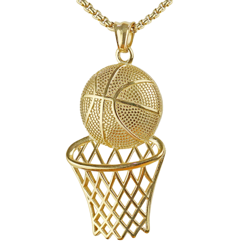 

Basketball Hoop Pendant Necklace Men Long Chain Necklace Gifts Sports Hip Hop Couple Jewelry