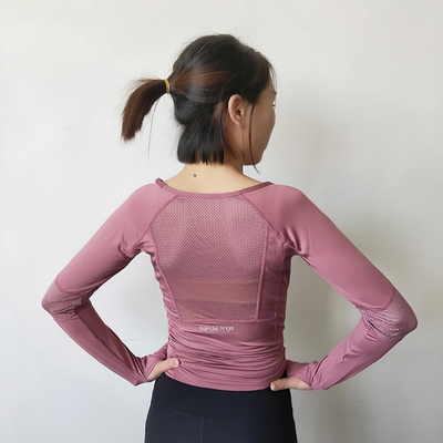 

Women Yoga Gym Sports T-shirt Long Sleeve Fitness Running Dancing Umbilical Exposing Gym Yoga Suit Top, Black