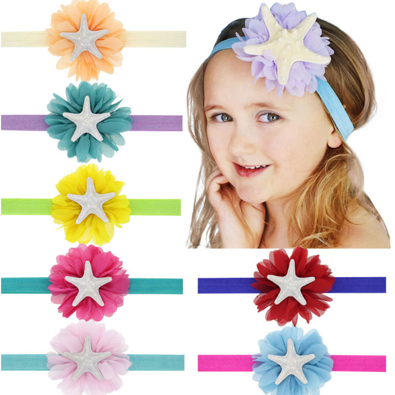 

New Baby Girl Starfish Headbands Elastic Headwrap Ocean Series Children Kids Princess Hair Accessories Free shipping, Mixed