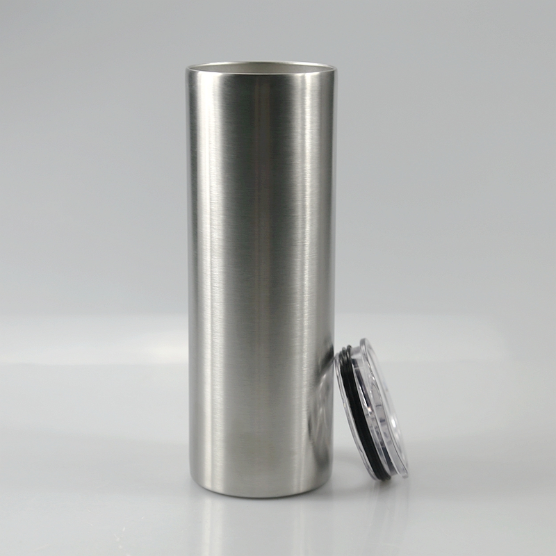 

20oz Skinny Tumbler Stainless Steel Straight Cup with Lid Double Wall Vacuum Insulated Flask Slim Tumblers Travel Mug Coffee Cup Cheapest, Stainless steel color