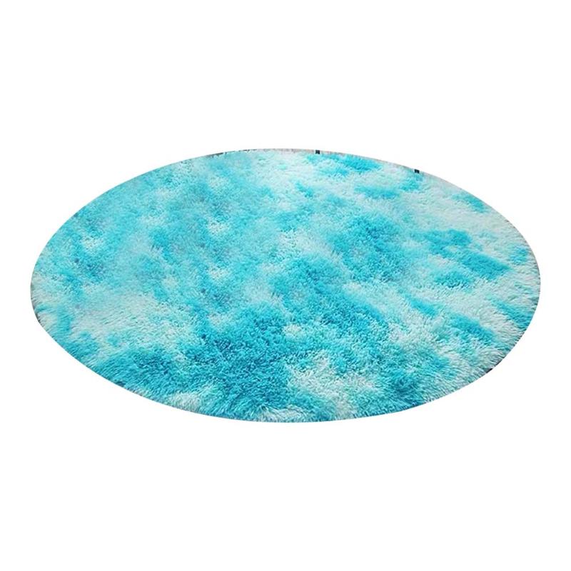 

Mottled Tie-dye Gradient Carpet Living Room Coffee Table Mat Long Hair Round Full Bedroom Blanket 2019ing, Black 80cmx80cm