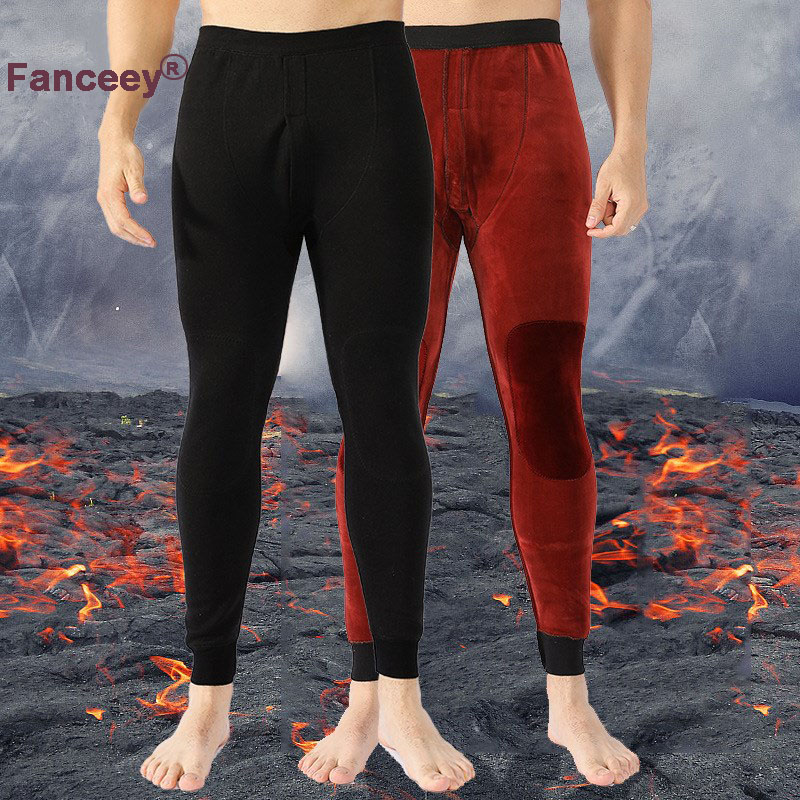 

Fanceey Thermal underwear for Men Winter Long Johns Men Thick Fleece Leggings Thermal Bottom in cold Weather Plus size, Men black