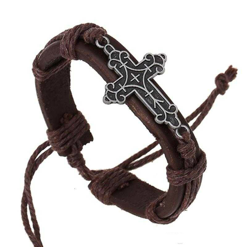 

Cross Small Wholesale Spot Leather Alloy Jewelry Bracelet Cross Bracelets Bracelets With Hand Free Shipping