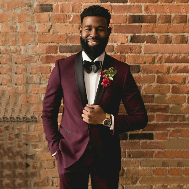 

Burgundy Groom Tuxedos Summer Men Suits for Wedding Groomsmen Blazer Mariage Party 2Piece(Coat+Pants)Costume Homme Slim Fit Trajes de Hombre, Same as image