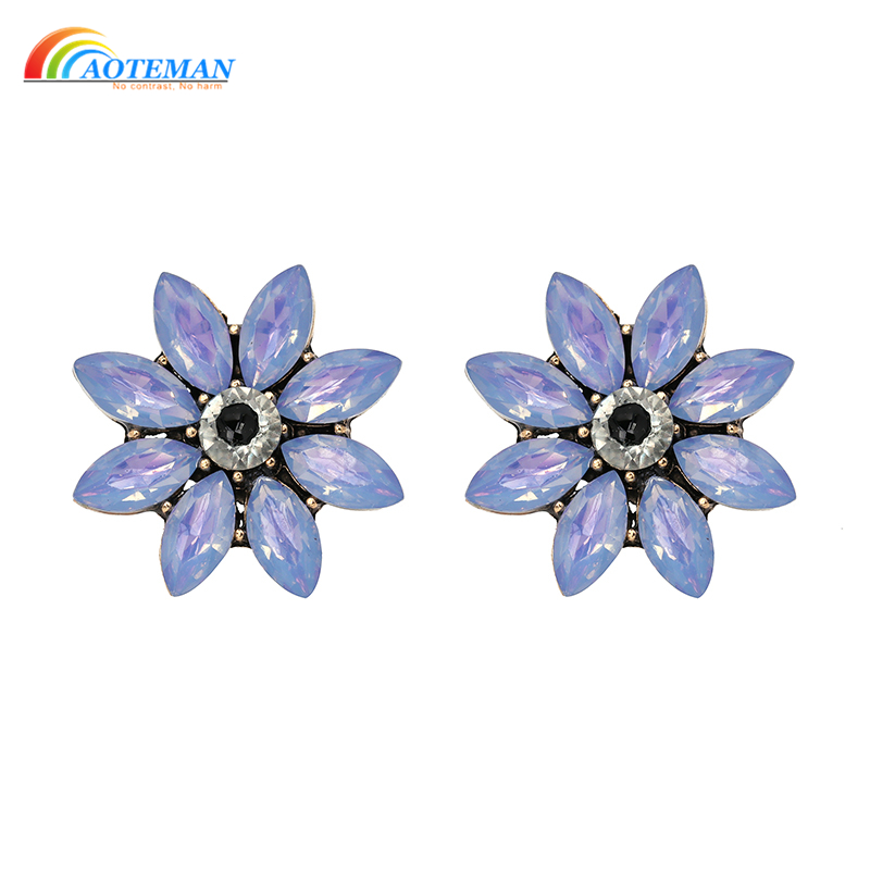 

Flower Bomb Stud Earrings For Women MIDNIGHT SHIMMER Chic Statement Jewelry Oorbellen Crystal Earrings For Girls