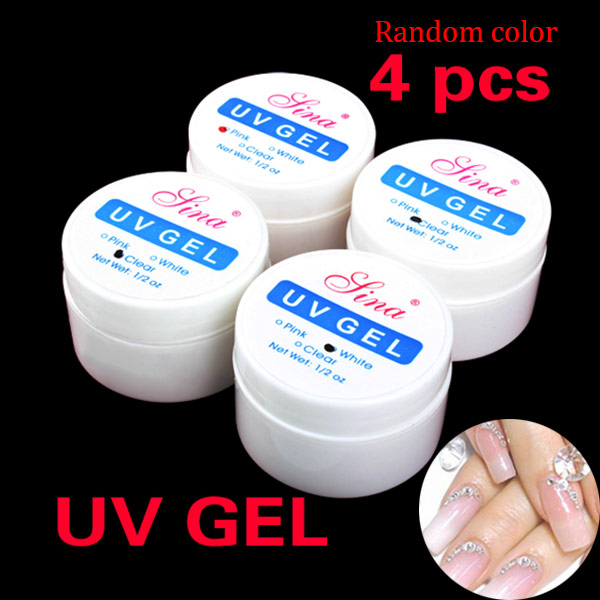 

Nail Gel High Quality Art Glue UV Builder Cute Clean Pink White Kit Glues Set 4p