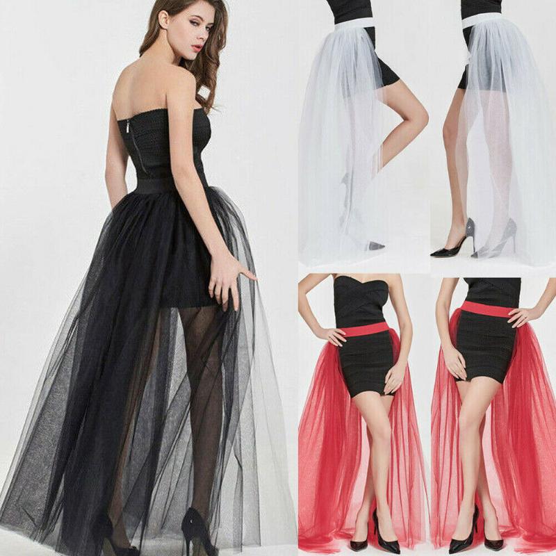 

2020 skirts womens Mesh Layers Tulle Skirt Wedding Long Skirt Eveing Party Princess Ballet Tutu Dance, Black