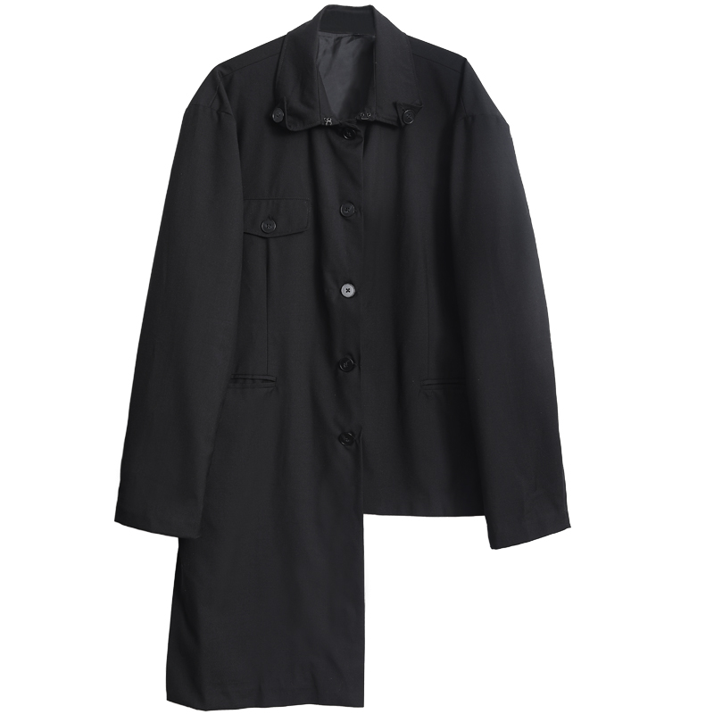 

EWQ / men's wear Asymmetric hem black blazers for male 2020 fashipn new niche handsome loose long sleeve suit japan style 9Y1597