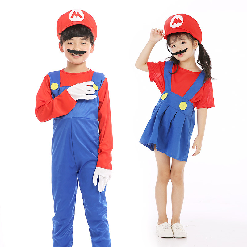 

2020 Halloween Cosplay Super Mario Bros Cosplay Dance Costume Set Children Halloween Mario & Luigi Costume for Adults and Kids Gifts