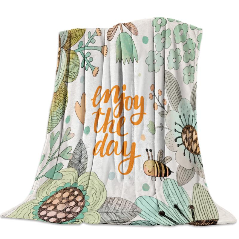 

Personalized Blanket Home Textile Bee Heart Sunflower Green Flannel Weighted Blanket Warm Soft Throw Sofa Bed Travel Blankets