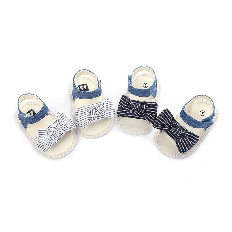 

Girls Summer Sandals Princess Striped Bow Slip-resistant Shoes