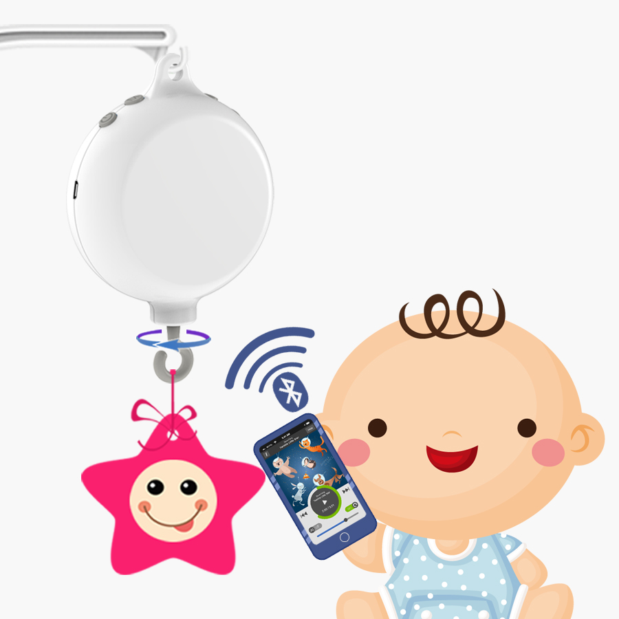 

Digital Baby Crib Mobile Music Box W/ Bluetooth Tech, Battery-Operated and Volume Control With 128M TF Card, Support Extended to 2GB