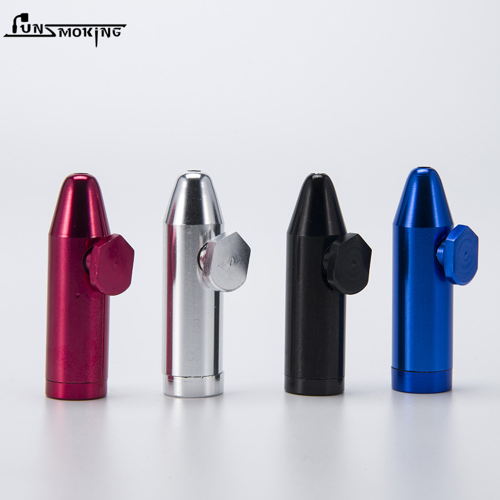 

Bullet Pipes Snuff Snorter Aluminum Metal Smoking Pipe Portable Colorful Machine Pill Tobacco Sneaks A Toke Vaporizer DHL 053