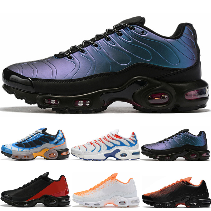 

Top sale running shoes men se tn plus Throwback Future Total Orange Psychic Blue Midnight Navy Volt Spray Paint walking sneakers, Black crimson