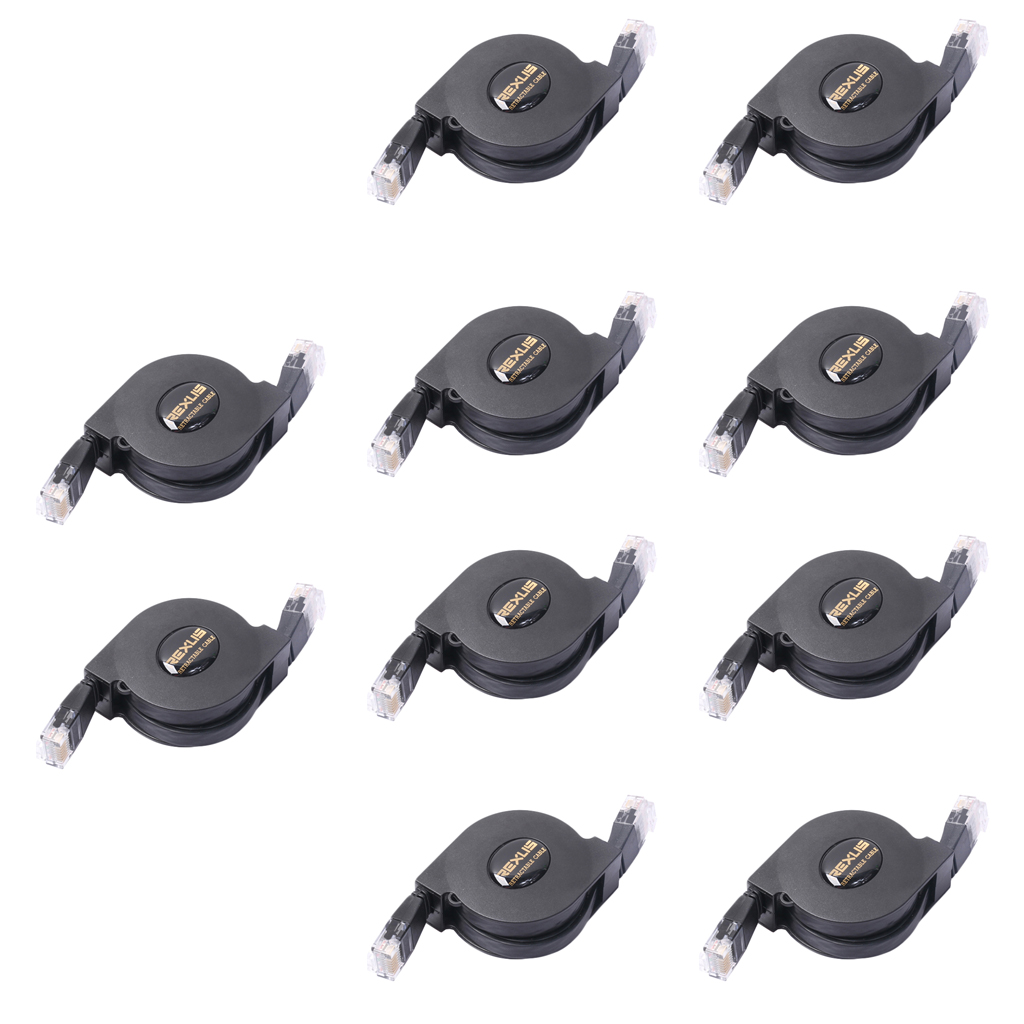 

10x Cat-6 Gigabit Ethernet Retractable Cable for Wifi Router LAN Network 2m