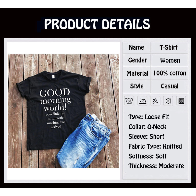 Großhandel Enjoythespirit Frauen T Shirt Guten Morgen Weltt Shirt Unisexerwachsene Lustige Sprüche Des Sarkastischen Zitat Druck T Stücks Sommer Mode