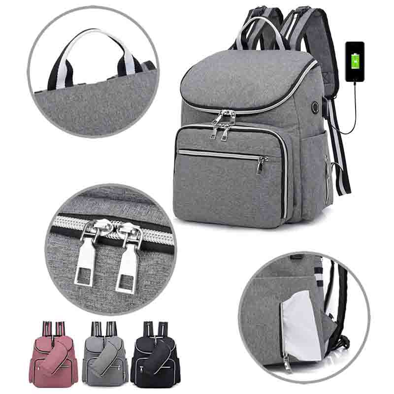 

Diaper bags Fashion Mummy Maternity Diaper USB baby bag Backpack travel Multifunction waterproof bolsa Stroller kanken Baby Care, Black