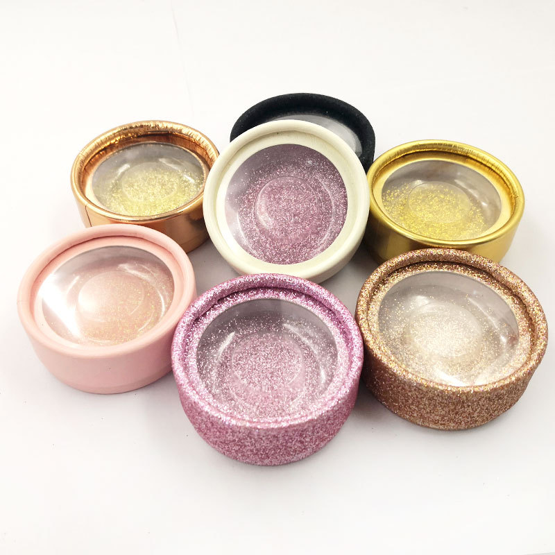 

3D Mink Eyelashes Box False Eye Lashes Boxes With Holder Clip Round eyelash Case Gift Box Eyelash Storage Cases
