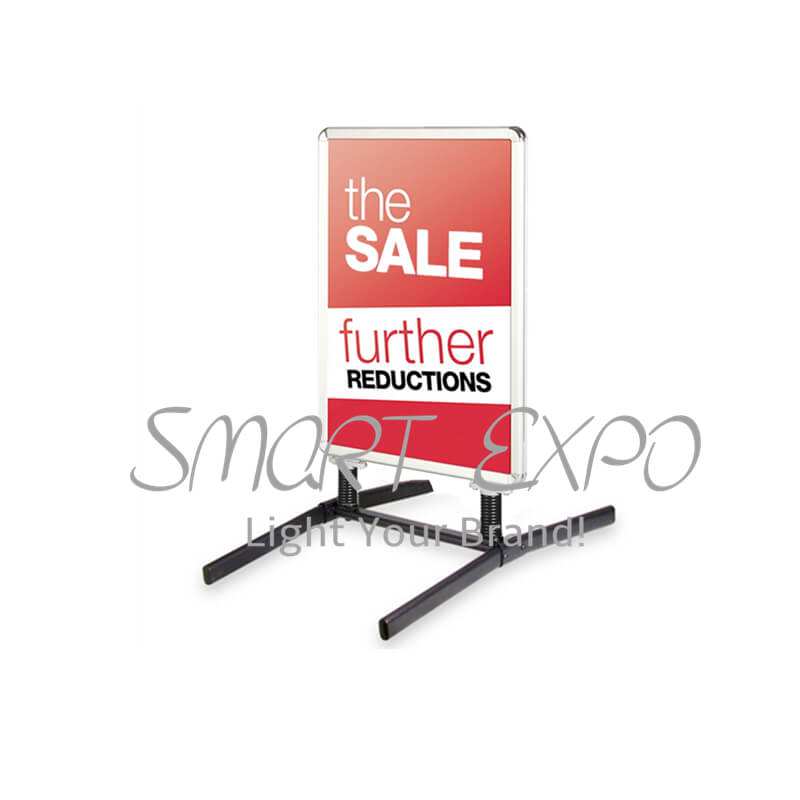 

A1 Pavement Advertising Poster Stand with Steel Base Feet Double Sides 32mm Wide Sliver Aluminum Frame