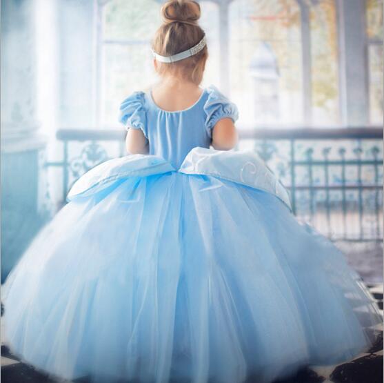 

1pcs Baby Girls Cinderella Princess Dress Sweet Kids Cosplay costumes Perform Clothing Formal Full Party Prom Dresses Children Clo203D, Wathet blue