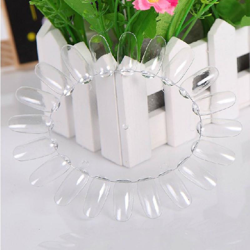 

10 Pair Fake Nails Round Clear Natural Transparent Nail Art Tips On Ring Display Nail Art Designs Acrylic UV Gel Manicure Tools